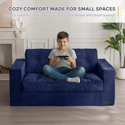 MAXYOYO Bean Bag Chair for Adults, Upholstered Floor Sofa with Armrests, Loveseat Boneless Couch with Tufted Cushion &amp; Backrest, Sofa in A Box, Large Bean Bag Couch for Bedroom Living Room, Black
