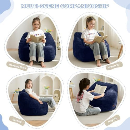 MAXYOYO Kids Bean Bag Chair, Bean Bag Couch with Handle, Comfy Toddler Chair for Boys and Girls, Accent Sofa Chair with Pocket for Gaming Reading Relaxing, Pink