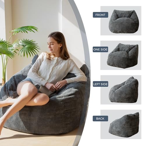 MAXYOYO Bean Bag Chair, Floor Sofa with Handle, Bean Bag Chairs for Adults and Kids, Teens Living Room Bean Bag, Accent Sofa Chair with Pocket for Gaming Reading Relaxing