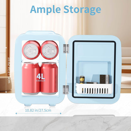 Mini Réfrigérateur 4 Litres Pour Cosmétiques, Boissons, 220 V AC/12 V DC, Thermoélectrique Refroidissement Et Réchauffement, Petit Réfrigérateur Pour Chambre À Coucher, Bureau, Dortoir, Bleue