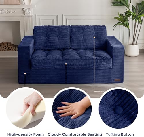MAXYOYO Bean Bag Chair for Adults, Upholstered Floor Sofa with Armrests, Loveseat Boneless Couch with Tufted Cushion &amp; Backrest, Sofa in A Box, Large Bean Bag Couch for Bedroom Living Room, Black