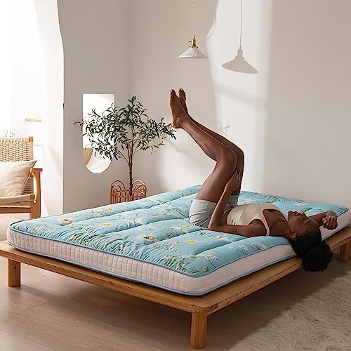 MAXYOYO Black Moon and Star Futon Mattress, Japanese Floor Mattress Quilted Bed Mattress Topper, Extra Thick Folding Sleeping Pad Breathable Floor Lounger Guest Bed for Camping Couch, Twin