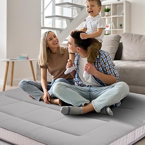 MAXYOYO 6" Extra Thick Floor Futon Mattress, Foldable Japanese Floor Mattress for Adults, Roll Up Tatami Pad for Guest Room, Black, Queen