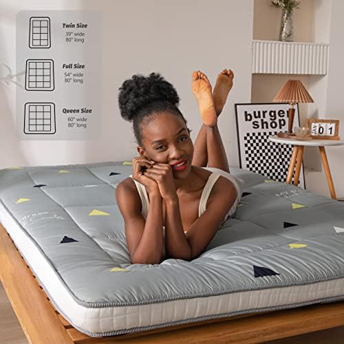 MAXYOYO Black Moon and Star Futon Mattress, Japanese Floor Mattress Quilted Bed Mattress Topper, Extra Thick Folding Sleeping Pad Breathable Floor Lounger Guest Bed for Camping Couch, Twin