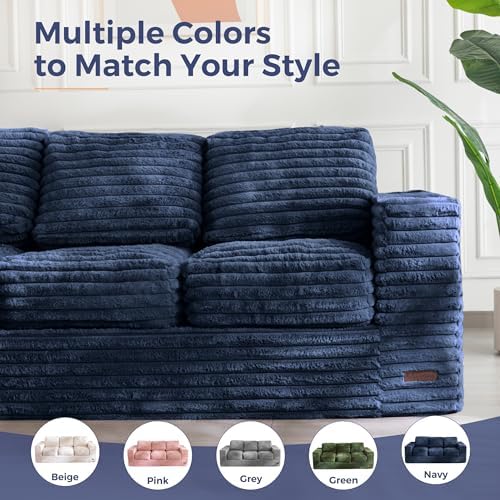 MAXYOYO Bean Bag Chair for Adults, Upholstered Floor Sofa with Armrests, Loveseat Boneless Couch with Tufted Cushion &amp; Backrest, Sofa in A Box, Large Bean Bag Couch for Bedroom Living Room, Black
