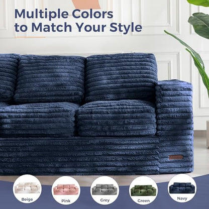 MAXYOYO Bean Bag Chair for Adults, Upholstered Floor Sofa with Armrests, Loveseat Boneless Couch with Tufted Cushion &amp; Backrest, Sofa in A Box, Large Bean Bag Couch for Bedroom Living Room, Black