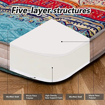 MAXYOYO Black Moon and Star Futon Mattress, Japanese Floor Mattress Quilted Bed Mattress Topper, Extra Thick Folding Sleeping Pad Breathable Floor Lounger Guest Bed for Camping Couch, Twin