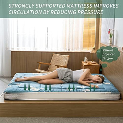 MAXYOYO Black Moon and Star Futon Mattress, Japanese Floor Mattress Quilted Bed Mattress Topper, Extra Thick Folding Sleeping Pad Breathable Floor Lounger Guest Bed for Camping Couch, Twin