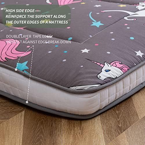 MAXYOYO Black Moon and Star Futon Mattress, Japanese Floor Mattress Quilted Bed Mattress Topper, Extra Thick Folding Sleeping Pad Breathable Floor Lounger Guest Bed for Camping Couch, Twin