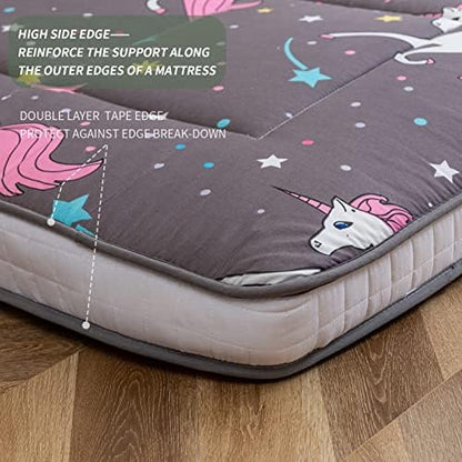 MAXYOYO Black Moon and Star Futon Mattress, Japanese Floor Mattress Quilted Bed Mattress Topper, Extra Thick Folding Sleeping Pad Breathable Floor Lounger Guest Bed for Camping Couch, Twin
