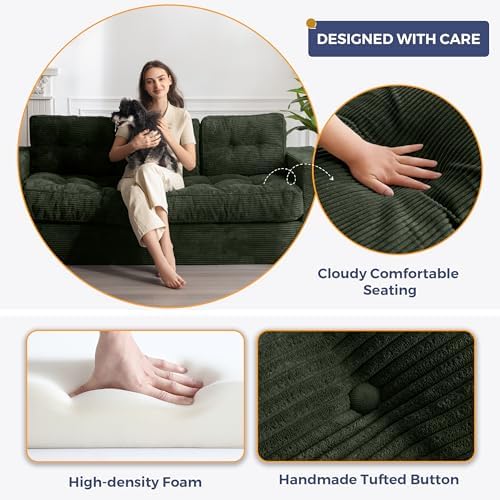 MAXYOYO Bean Bag Chair for Adults, Upholstered Floor Sofa with Armrests, Loveseat Boneless Couch with Tufted Cushion &amp; Backrest, Sofa in A Box, Large Bean Bag Couch for Bedroom Living Room, Black