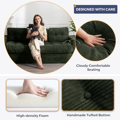 MAXYOYO Bean Bag Chair for Adults, Upholstered Floor Sofa with Armrests, Loveseat Boneless Couch with Tufted Cushion &amp; Backrest, Sofa in A Box, Large Bean Bag Couch for Bedroom Living Room, Dark Grey
