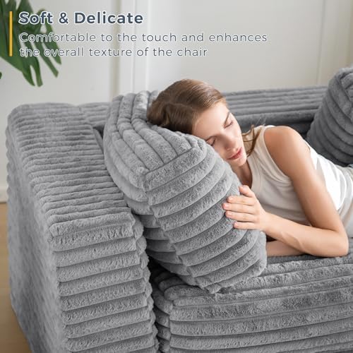 MAXYOYO Giant Bean Bag Chair for Adults, Upholstered Loveseat Floor Sofa with Pillows and Armrests, Large Bean Bag Sofa Plush Chair Bean Bag Couch for Bedroom Living Room, Grey