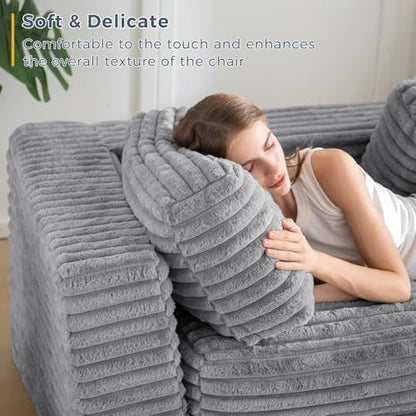 MAXYOYO Giant Bean Bag Chair for Adults, Upholstered Loveseat Floor Sofa with Pillows and Armrests, Large Bean Bag Sofa Plush Chair Bean Bag Couch for Bedroom Living Room, Grey