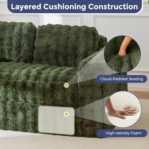 MAXYOYO Loveseat Sofa for Living Room, Small Sofa Couch Tufted Boneless Couch, Comfy Bean Bag Chair for Small Space Bedroom Apartment, No Assembly Needed, Beige