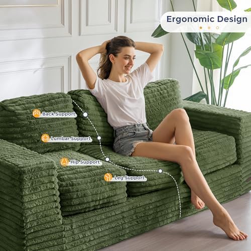 MAXYOYO Bean Bag Chair for Adults, Upholstered Floor Sofa with Armrests, Loveseat Boneless Couch with Tufted Cushion &amp; Backrest, Sofa in A Box, Large Bean Bag Couch for Bedroom Living Room, Black