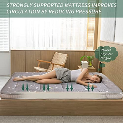 MAXYOYO Black Moon and Star Futon Mattress, Japanese Floor Mattress Quilted Bed Mattress Topper, Extra Thick Folding Sleeping Pad Breathable Floor Lounger Guest Bed for Camping Couch, Twin