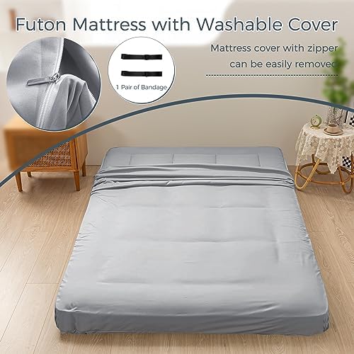 MAXYOYO 6" Extra Thick Floor Futon Mattress, Foldable Japanese Floor Mattress for Adults, Roll Up Tatami Pad for Guest Room, Black, Queen