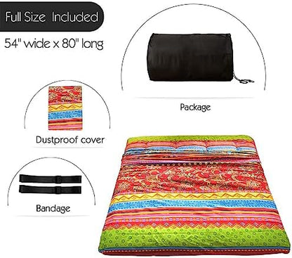 MAXYOYO Black Moon and Star Futon Mattress, Japanese Floor Mattress Quilted Bed Mattress Topper, Extra Thick Folding Sleeping Pad Breathable Floor Lounger Guest Bed for Camping Couch, Twin