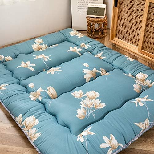 MAXYOYO Japanese Futon Mattress Floor Mattress Sleeping Pad Foldable Bed Roll Up Camping Cushion Floor Lounger Bed Couches and Sofas Couch Topper, Black Floral, Full Size