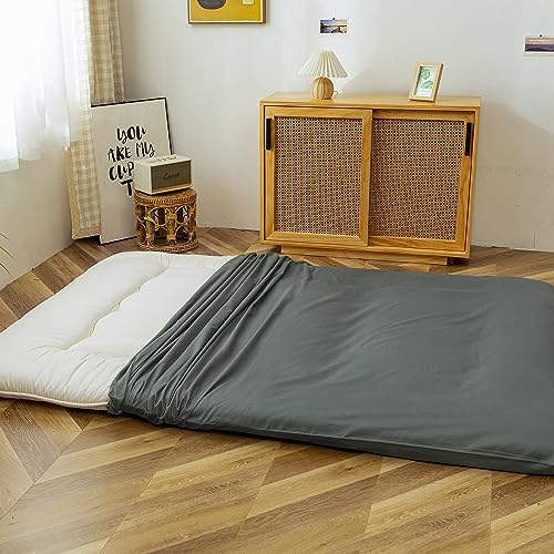 MAXYOYO Mattress Cover for Traditional Japanese Futon Mattress, Futon Floor Mats Cover with Zipper, Super Soft and Machine Washable, Navy Floral, Twin