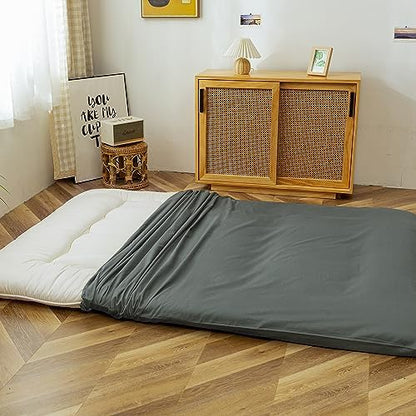 MAXYOYO Mattress Cover for Traditional Japanese Futon Mattress, Futon Floor Mats Cover with Zipper, Super Soft and Machine Washable, Navy Floral, Twin