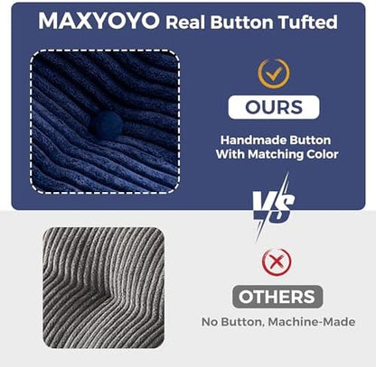 MAXYOYO Bean Bag Chair for Adults, Upholstered Floor Sofa with Armrests, Loveseat Boneless Couch with Tufted Cushion &amp; Backrest, Sofa in A Box, Large Bean Bag Couch for Bedroom Living Room, Black