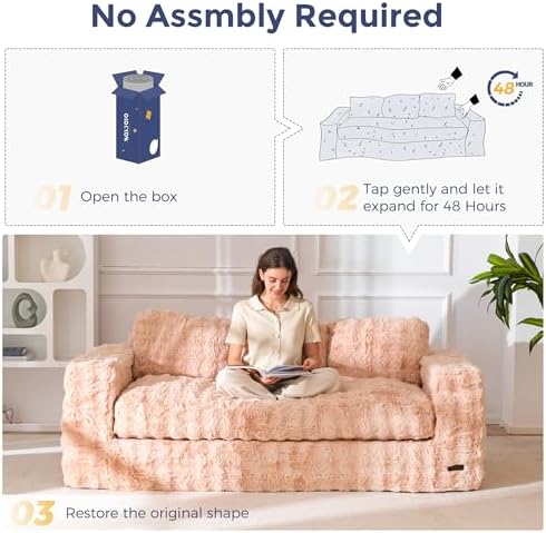 MAXYOYO Bean Bag Chair for Adults, Upholstered Floor Sofa with Armrests, Loveseat Boneless Couch with Tufted Cushion &amp; Backrest, Sofa in A Box, Large Bean Bag Couch for Bedroom Living Room, Black