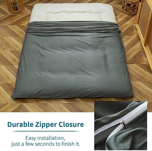 MAXYOYO Mattress Cover for Traditional Japanese Futon Mattress, Futon Floor Mats Cover with Zipper, Super Soft and Machine Washable, Navy Floral, Twin