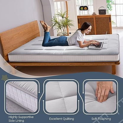 MAXYOYO 6" Extra Thick Floor Futon Mattress, Foldable Japanese Floor Mattress for Adults, Roll Up Tatami Pad for Guest Room, Black, Queen