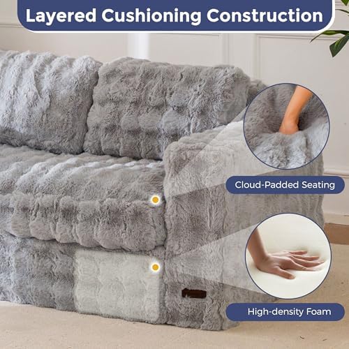 MAXYOYO Loveseat Sofa for Living Room, Small Sofa Couch Tufted Boneless Couch, Comfy Bean Bag Chair for Small Space Bedroom Apartment, No Assembly Needed, Beige