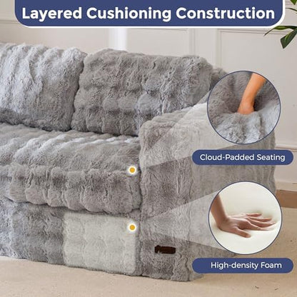 MAXYOYO Loveseat Sofa for Living Room, Small Sofa Couch Tufted Boneless Couch, Comfy Bean Bag Chair for Small Space Bedroom Apartment, No Assembly Needed, Beige