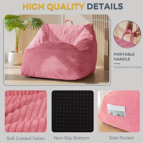MAXYOYO Bean Bag Chair, Floor Sofa with Handle, Bean Bag Chairs for Adults and Kids, Teens Living Room Bean Bag, Accent Sofa Chair with Pocket for Gaming Reading Relaxing