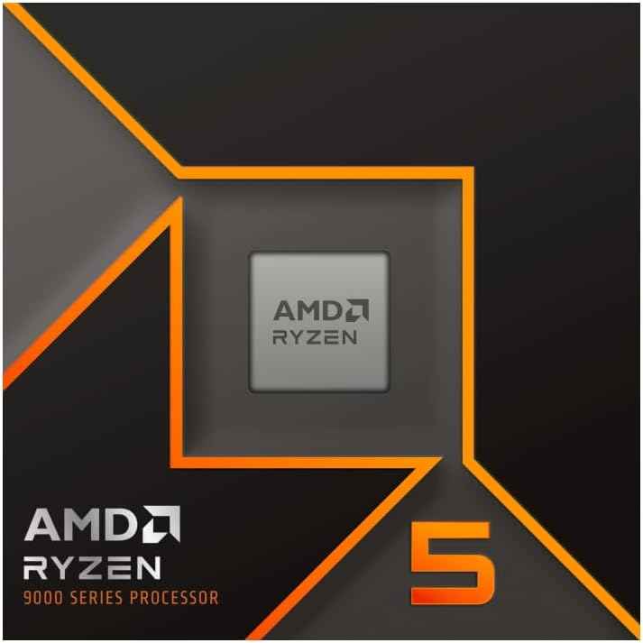 AMD Ryzen 5 9600X Processor (Integrated Graphics Radeon, 6 Cores/12 Threads, 65W TDP, Socket AM5, Cache 38MB, Up to 5.4GHz Frequency Boost, No Fan)