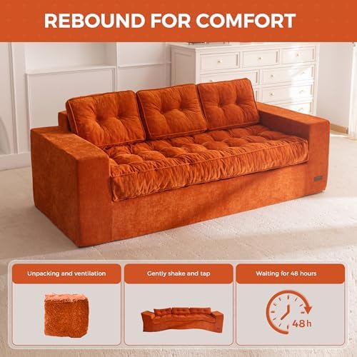 MAXYOYO Bean Bag Chair for Adults, Upholstered Floor Sofa with Armrests, Loveseat Boneless Couch with Tufted Cushion &amp; Backrest, Sofa in A Box, Large Bean Bag Couch for Bedroom Living Room, Black