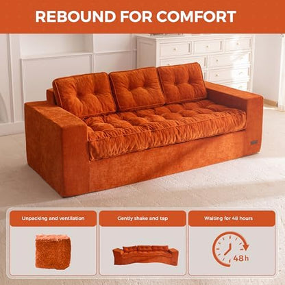 MAXYOYO Bean Bag Chair for Adults, Upholstered Floor Sofa with Armrests, Loveseat Boneless Couch with Tufted Cushion &amp; Backrest, Sofa in A Box, Large Bean Bag Couch for Bedroom Living Room, Black
