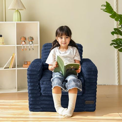 MAXYOYO Kids Bean Bag Chair, Comfy Faux Fur Bean Bag Sofa with Filler, Upholstered Floor Sofa with Pillows and Armrests, Lazy Floor Chair Couch for Boys and Girls, Pink