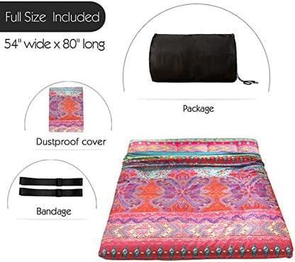 MAXYOYO Black Moon and Star Futon Mattress, Japanese Floor Mattress Quilted Bed Mattress Topper, Extra Thick Folding Sleeping Pad Breathable Floor Lounger Guest Bed for Camping Couch, Twin