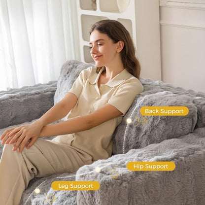 MAXYOYO Loveseat Sofa for Living Room, Small Sofa Couch Tufted Boneless Couch, Comfy Bean Bag Chair for Small Space Bedroom Apartment, No Assembly Needed, Beige