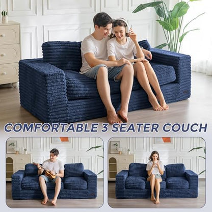 MAXYOYO Bean Bag Chair for Adults, Upholstered Floor Sofa with Armrests, Loveseat Boneless Couch with Tufted Cushion &amp; Backrest, Sofa in A Box, Large Bean Bag Couch for Bedroom Living Room, Black