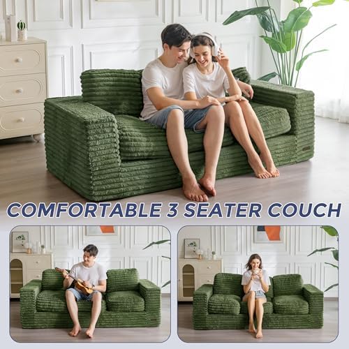 MAXYOYO Giant Bean Bag Chair for Adults, Upholstered Loveseat Floor Sofa with Pillows and Armrests, Large Bean Bag Sofa Plush Chair Bean Bag Couch for Bedroom Living Room, Grey