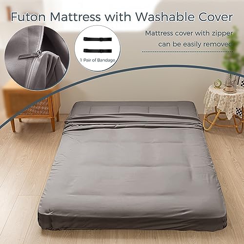 MAXYOYO 6" Extra Thick Floor Futon Mattress, Foldable Japanese Floor Mattress for Adults, Roll Up Tatami Pad for Guest Room, Black, Queen