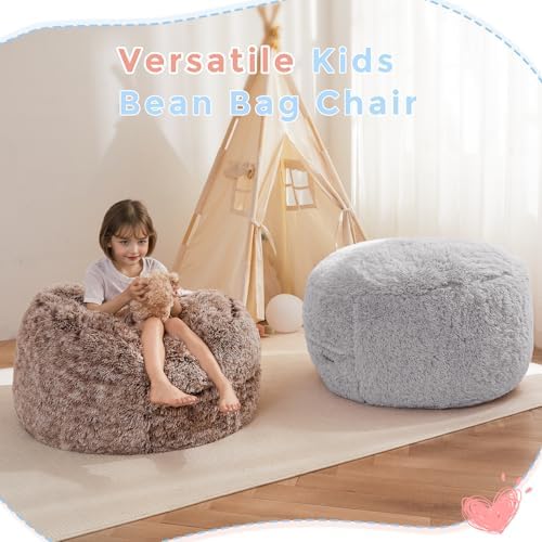MAXYOYO Bean Bag Chair Bed for Kids, Convertible Bean Bag Folds from Lazy Chair to Floor Mattress Bed, Stuffed Floor Sofa Couch Sofa Bed for Boys and Girls, High-Density Foam Filling, Pink