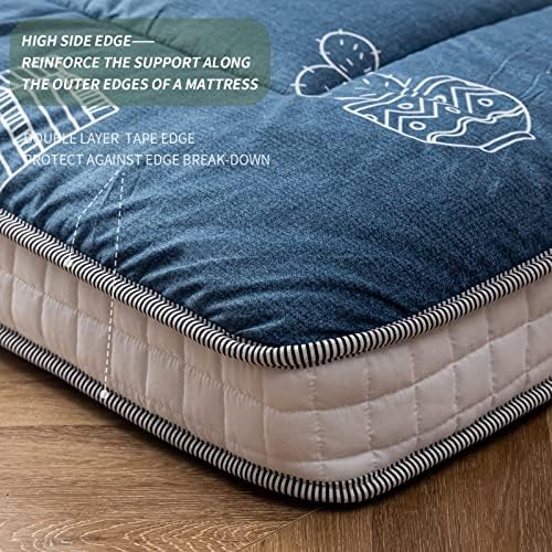 MAXYOYO Black Moon and Star Futon Mattress, Japanese Floor Mattress Quilted Bed Mattress Topper, Extra Thick Folding Sleeping Pad Breathable Floor Lounger Guest Bed for Camping Couch, Twin
