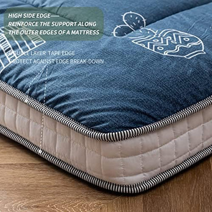 MAXYOYO Black Moon and Star Futon Mattress, Japanese Floor Mattress Quilted Bed Mattress Topper, Extra Thick Folding Sleeping Pad Breathable Floor Lounger Guest Bed for Camping Couch, Twin