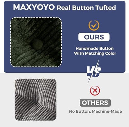 MAXYOYO Bean Bag Chair for Adults, Upholstered Floor Sofa with Armrests, Loveseat Boneless Couch with Tufted Cushion &amp; Backrest, Sofa in A Box, Large Bean Bag Couch for Bedroom Living Room, Black