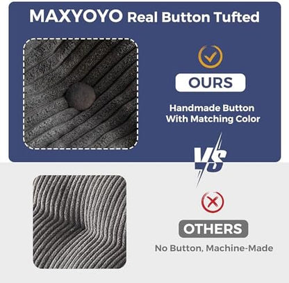 MAXYOYO Bean Bag Chair for Adults, Upholstered Floor Sofa with Armrests, Loveseat Boneless Couch with Tufted Cushion &amp; Backrest, Sofa in A Box, Large Bean Bag Couch for Bedroom Living Room, Dark Grey