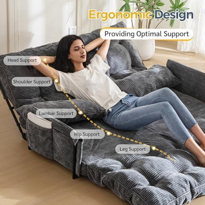 MAXYOYO Adjustable Floor Sofa Couch with Pillow, Multi-Functional Bean Bag Bed, 5-Position Foldable Lazy Sofa Sleeper Bed with Armrest, Versatile Floor Seating for Reading Gaming, Green, Single