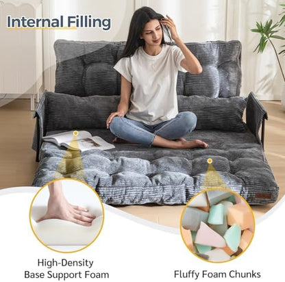 MAXYOYO Adjustable Floor Sofa Couch with Pillow, Multi-Functional Bean Bag Bed, 5-Position Foldable Lazy Sofa Sleeper Bed with Armrest, Versatile Floor Seating for Reading Gaming, Green, Single