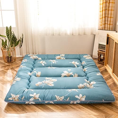 MAXYOYO Japanese Futon Mattress Floor Mattress Sleeping Pad Foldable Bed Roll Up Camping Cushion Floor Lounger Bed Couches and Sofas Couch Topper, Black Floral, Full Size
